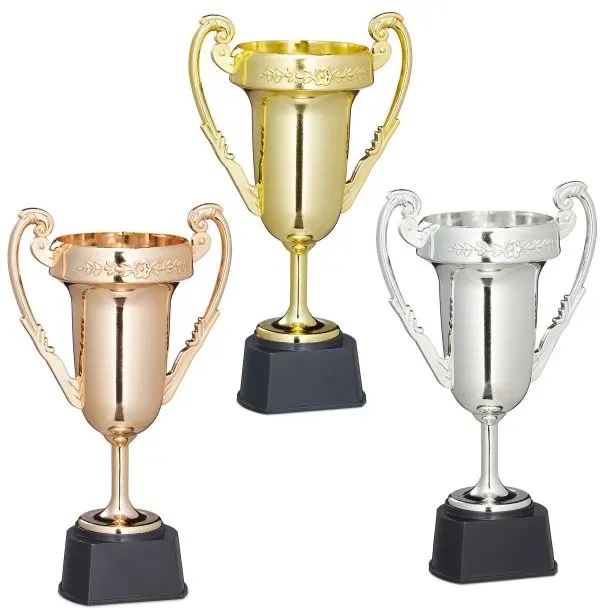 Relaxdays 6 x Pokal Braun,Gold,Silber