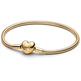 Pandora Moments Schlangen-Gliederarmband mit Herz-Verschluss aus Sterling Silber mit vergoldeter Metalllegierung, Kompatibel Moments, Größe:18, 563050C00-18