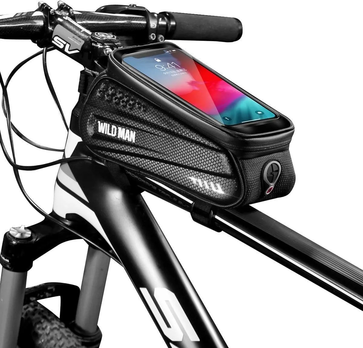 SOTOR Fahrradtasche Fahrrad Rahmentasche Lenkertasche Wasserdicht Handytasche (mit TPU Sensitivem Touchscreen, für Montainbikes, Rennrad, Ebikes), für Smartphone bis zu 6.5 Zoll schwarz