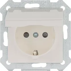 SCHUKO-Steckdose mit Klappdeckel titanweiß/ Schutzart IP20