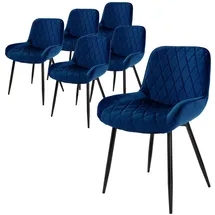 ML-Design Esszimmerstuhl Samt dunkelblau 6er Set