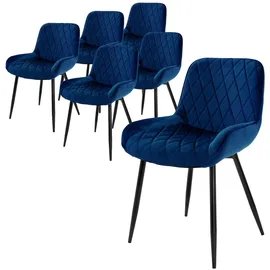 ML-Design Esszimmerstuhl Samt dunkelblau 6er Set