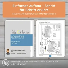 Kids Collective Babybett Kinderbett Gitterbett 60x120 und 70x140 cm mit Matratze höhenverstellbarer Lattenrost & herausnehmbare Sprossen stabiles ... | weiß