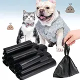 Wobestod 300 Stück Hundekotbeutel Katzenkotbeutel reißfest Extra dicke Kotbeutel mit Haken für Hunde Katzen 15 x 25cm Mini Haustier Kotbeutel, Schwarz (300 Stück)