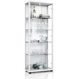 K-Möbel Glasvitrine Weiß, Glas, 4 Fächer, Rechteckig, 67x176x33 cm, Wohnzimmer, Wohnwände, Vitrinenschränke - 2 Jahre Gewährleistung - mind. 14 Tage Rückgaberecht - Weiß