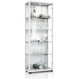 K-Möbel Glasvitrine Weiß, Glas, 4 Fächer, Rechteckig, 67x176x33 cm, Wohnzimmer, Wohnwände, Vitrinenschränke - 2 Jahre Gewährleistung - mind. 14 Tage Rückgaberecht - Weiß