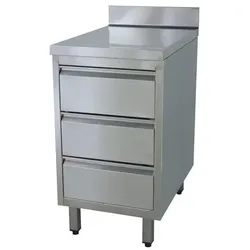 GastroHero Edelstahl-Schubladenschrank ECO 3er Einheit 600 mit Aufkantung