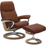 Stressless Stressless® Relaxsessel »Consul«, (Set, Relaxsessel mit Hocker), mit Hocker, mit Signature Base, Größe L, Gestell Eiche, braun