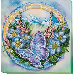Perlen-Stickbild "Sommer in den Bergen", 30 x 31,5 cm