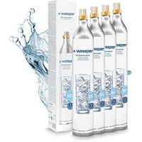 Wessper 4 x CO2-Zylinder, Geeignet für SodaStream, Aarke, Brita, WasserMaxx u.v.a Wassersprudler | 425g (60 l)