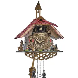 Engstler -Kuckucksuhr Quarz Uhrwerk Heidihaus mit Musik 36cm- 3443 QM