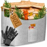 Kesser Brennholzkorb 90 l inkl. Arbeitshandschuhe Grau
