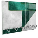 DEQORI Schlüsselbrett 'Smaragd-Geometrie', (1 St), Schlüsselhalter Schlüssel Haken Schlüsselboard modern Schlüsselleiste grau|grün