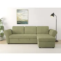 trends by hg Eckcouch Polyester mit Bettfunktion 3-Sitzer Grün