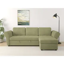trends by hg Eckcouch Polyester mit Bettfunktion 3-Sitzer Grün