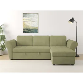 trends by hg Eckcouch Polyester mit Bettfunktion 3-Sitzer Grün