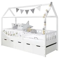 MID.YOU Hausbett Ticaa 90 x 200 cm Kiefer massiv weiß