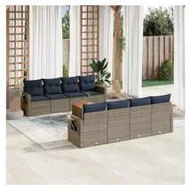 vidaXL Gartensofa-Set 9-tlg. grau Polyrattan