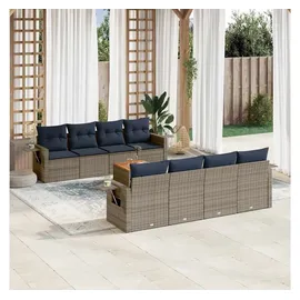 vidaXL Gartensofa-Set 9-tlg. grau Polyrattan