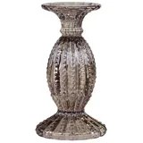 Chic Antique Kerzenständer mit Perlenkante, H19,5/Ø10,5 cm Mokka