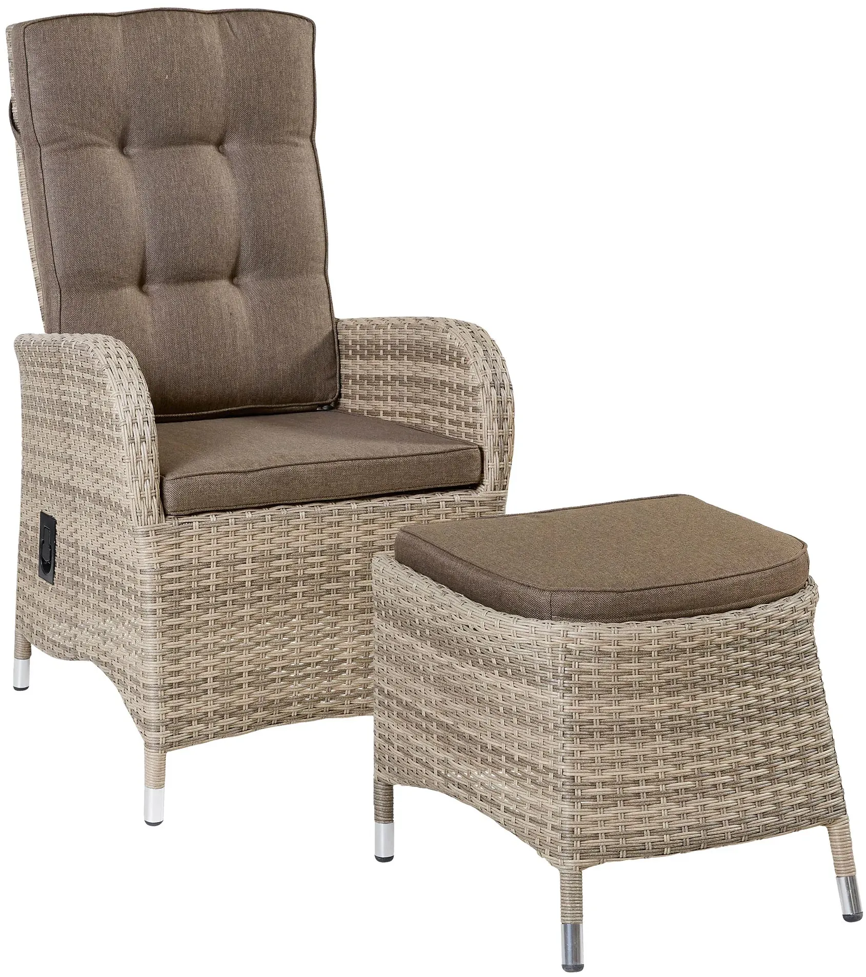 LC Garden »Turin« Dining Liegesessel Set Positionsstuhl inkl. Hocker natur