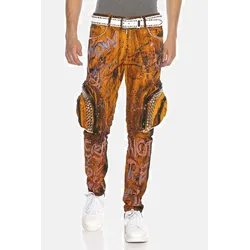 Straight-Jeans CIPO & BAXX "DENIM", Herren, Gr. 33, Länge 34, orange, 98% Baumwolle;2% Elasthan, gemustert, casual, figurumspielend lang, Jeans, bequeme Jeans in coolem Design, CD634
