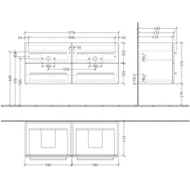 Villeroy & Boch Waschtischunterschrank 4 Auszüge 118 x 51,4 x 48 cm Weiß