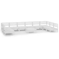 vidaXL 11-tlg. Garten-Lounge-Set Weiß Massivholz Kiefer