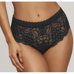 Slip LASCANA "Cara", Damen, Gr. 36/38, schwarz, Spitze, Obermaterial: 87% Polyamid, 13% Elasthan, körpernah, Unterhosen, aus dezent transparenter Spitze, anteilig aus recyceltem Material