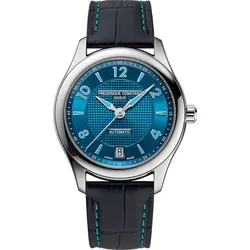 Frederique Constant Classics Runabout Automatic FC-303RMLN3B6 - Guilloché,blau,sunray,schwarz mit blauer Ziernaht - 36mm