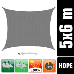 AMANKA UV Sonnensegel Wasserdurchlässig 6x5 - Rechteckig - Sonnenschutz Garten Terrasse