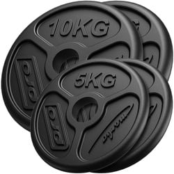 Olympia Guss Hantelscheiben-Set Gewichte mit ø50/51 mm Bohrung | Set 30 kg / 2 x 10 kg + 2 x 5 kg - Marbo Sport