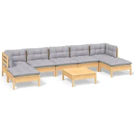 vidaXL Garten-Lounge-Set 8-tlg. grau Kiefernholz