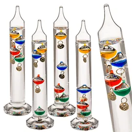 Out of the Blue Galileo Glas-Thermometer 18cm - Dekoratives Standthermometer für Temperaturanzeige - Hochwertiges Design aus Glas & Metall
