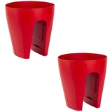 ENGELLAND® ENGELLAND 2 x Blumentopf für Balkon-Geländer, Farbe: Rot, Blumenkasten, Balkonkiste, 9 Liter, Kunststoff, Außenbereich, B Ø 29 x H 30 cm