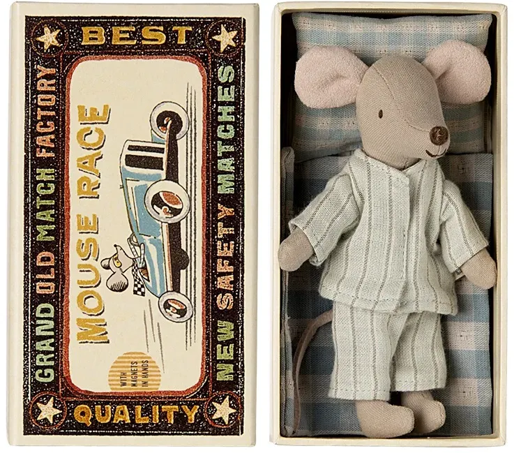 Maileg Großer Bruder Maus in Schachtel Kuscheltier Creme - Stoffmaus, Geschenkbox, detailreich gestaltet