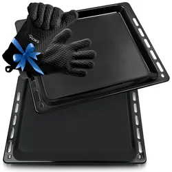 VIOKS 2x Backbleche mit Handschuhe kompatibel mit Bauknecht 481010683241 481010683239