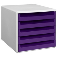 M&M Schubladenbox violett 30050972, DIN A4 mit 5 Schubladen