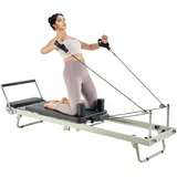 Vevor faltbarer Pilates Reformer Trainingsgerät für den Einsatz im Heim-Fitnessstudio, Pilates-Bett mit doppeltem Widerstand – Feder & Kordel, für Fortgeschrittene und Anfänger, bis zu 181,44 kg