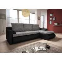 Ecksofa Santi - Polsterecke L-Form, Schlafsofa mit Bettkasten, Sofa mit Schlaffunktion, Couch (Schwarz + Grau (Madryt 1100 + Berlin 01), Ecksofa Re... - Schwarz/Grau