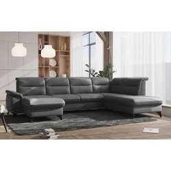 Wohnlandschaft SIT & MORE "Astoria U-Form", grau, B:329cm H:91cm T:225cm, 100% Polyester, Sofas, wahlweise mit motorischer Relaxfunktion