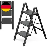 3 Stufen Leiter, 3 Stufen-Hocker Für Erwachsene, Klappbare Trittleiter Mit Siche