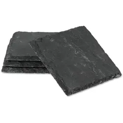 Boska Untersetzer Schiefer / hippe, luxuriöse Ausstrahlung / vier Stücke / Schiefer / Schwarz / 100 x 100 x 9 mm