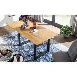 g+k möbelvertriebs Ausziehtisch 200(250)x100cm "Tirana" Wildeiche & Metall schwarz - Schwarz