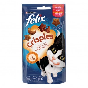 Felix Crispies Snacks rund- & kipsmaak kattensnoep  Per 4