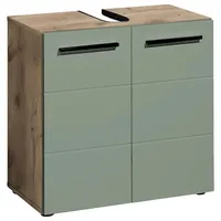 MID.YOU Waschbeckenunterschrank Grün, Eiche, 1 Fächer, einzeln stellbar, 60x62x31