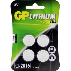 GP Knopfzelle CR2016 Lithium 3V 4er
