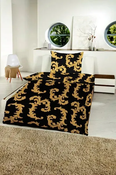 Gold-Line Bettwäsche »Gold-Line Bed - Goldene Ranken«, (2 tlg.), besonders weich und anschmiegsam Gold-Line bedruckt, Ranken