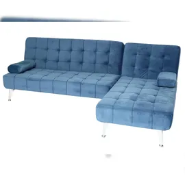 Mendler Schlafsofa HWC-K22, Couch Ecksofa Sofa, Liegefläche links/rechts Schlaffunktion 236cm ~ Samt blau