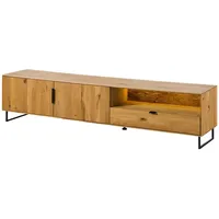 MASSIVMOEBEL24.DE Lowboard Wildeiche mit Holztür 220x43x51 natur geölt LINDAU
